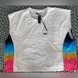 Beach Riot White Tank with Colorful Side Stripes